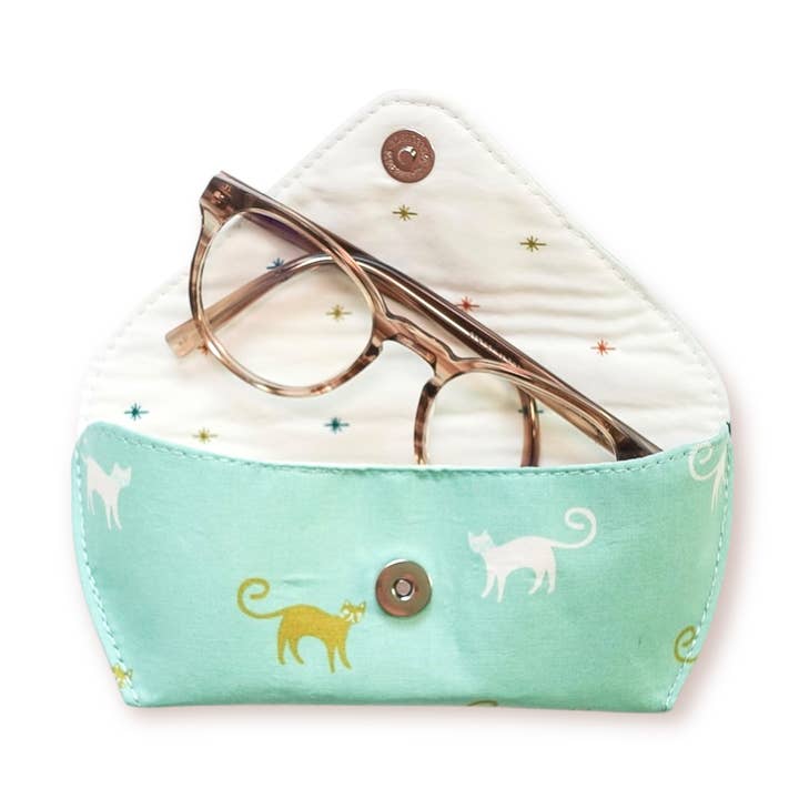 Feline Good Cat Mint Soft Fabric Glasses Case, Glasses Pouch for wholesale by Ingrid Allen