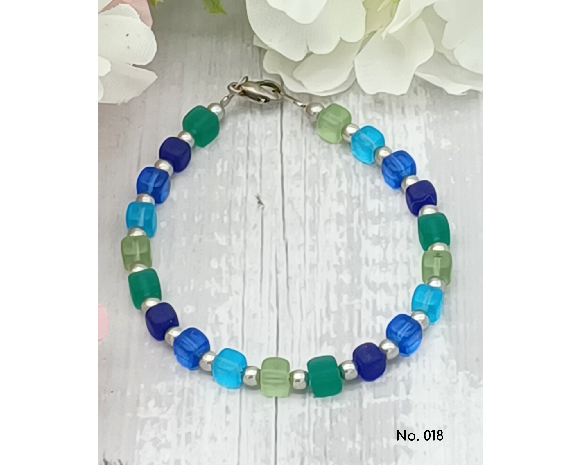 perleperle - Wholesale Beaded Bracelet - Bracelet glass beads, cube shape, Lillie4