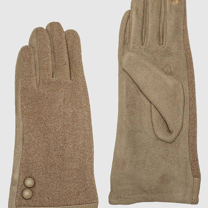 Wild Honey - Wholesale Gloves - Women's - SUEDE LEATHERETTE INSULATED TOUCHSCREEN BUTTON GLOVES2