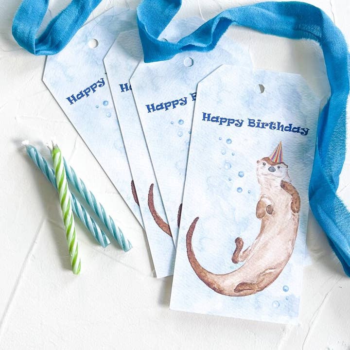 Fødselsdag Otter, Gave Tags Sæt af 5 for engroshandel hos mad paperie