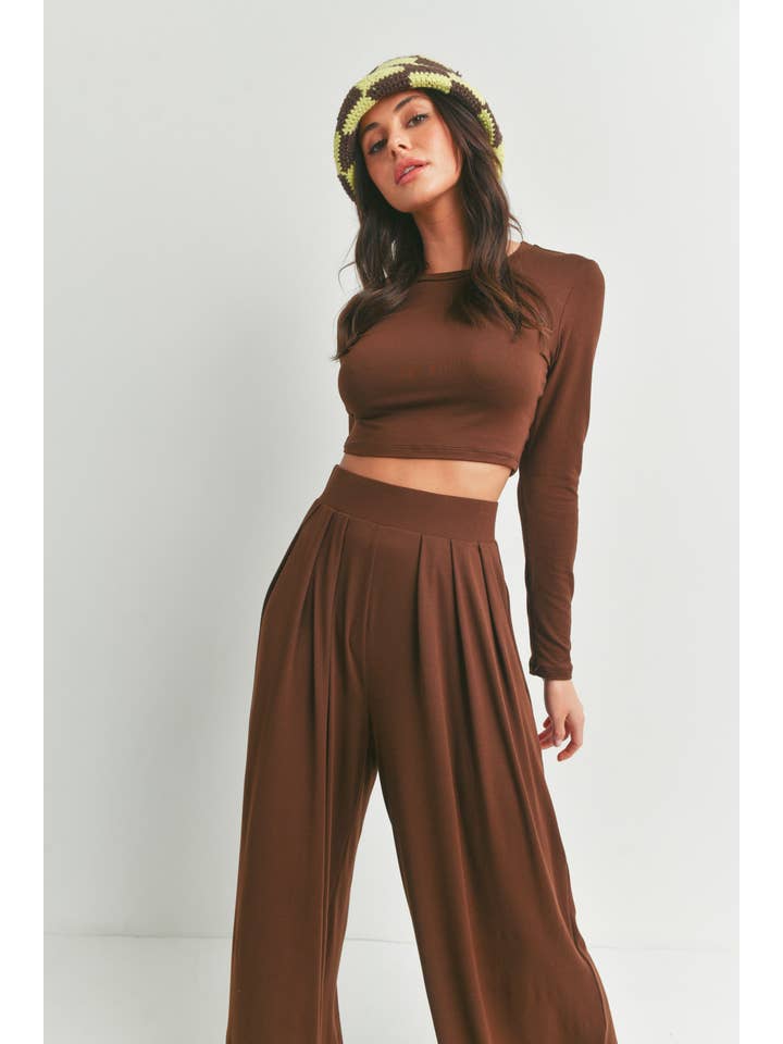 Peace Love Line - Wholesale Top & Pant Set (NOT Loungewear) - Women's - SLI3880 - LONG SLEEVES CROP TOP AND PANTS SET17