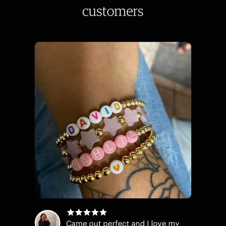 goldenstars - Wholesale Beaded Bracelet - gold custom bracelets with white and rainbow letters2