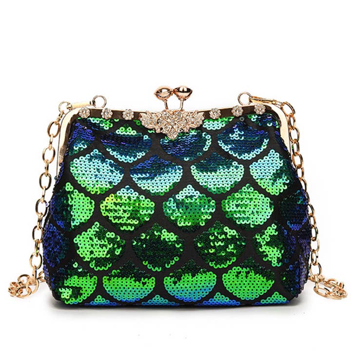 Ole - Wholesale Crossbody bag – Women's - Fish Scales Sequins Shell Shape Crossbody HB25536