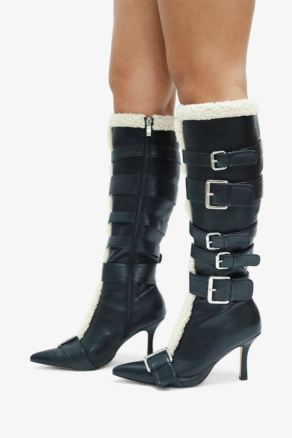 Lemonade Shoes - Wholesale Laarzen - Dames - INGRID- Kniehoge Laars, Zijgesp Buckledetail, Puntige Neus5