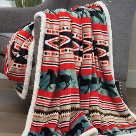 Wrangler Black Stallion Plush Sherpa Throw for wholesale by Linen Mart