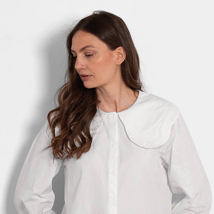 Cammie Long Sleeve Cotton Shirt - White for wholesale by Sarta
