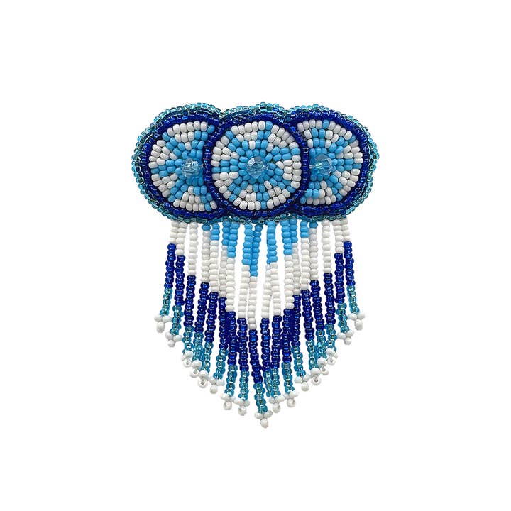 Pichincha - Wholesale Barrette - Women's - Small Beaded 3 Circle Seed Bead Fringe Barrette Hair Clip