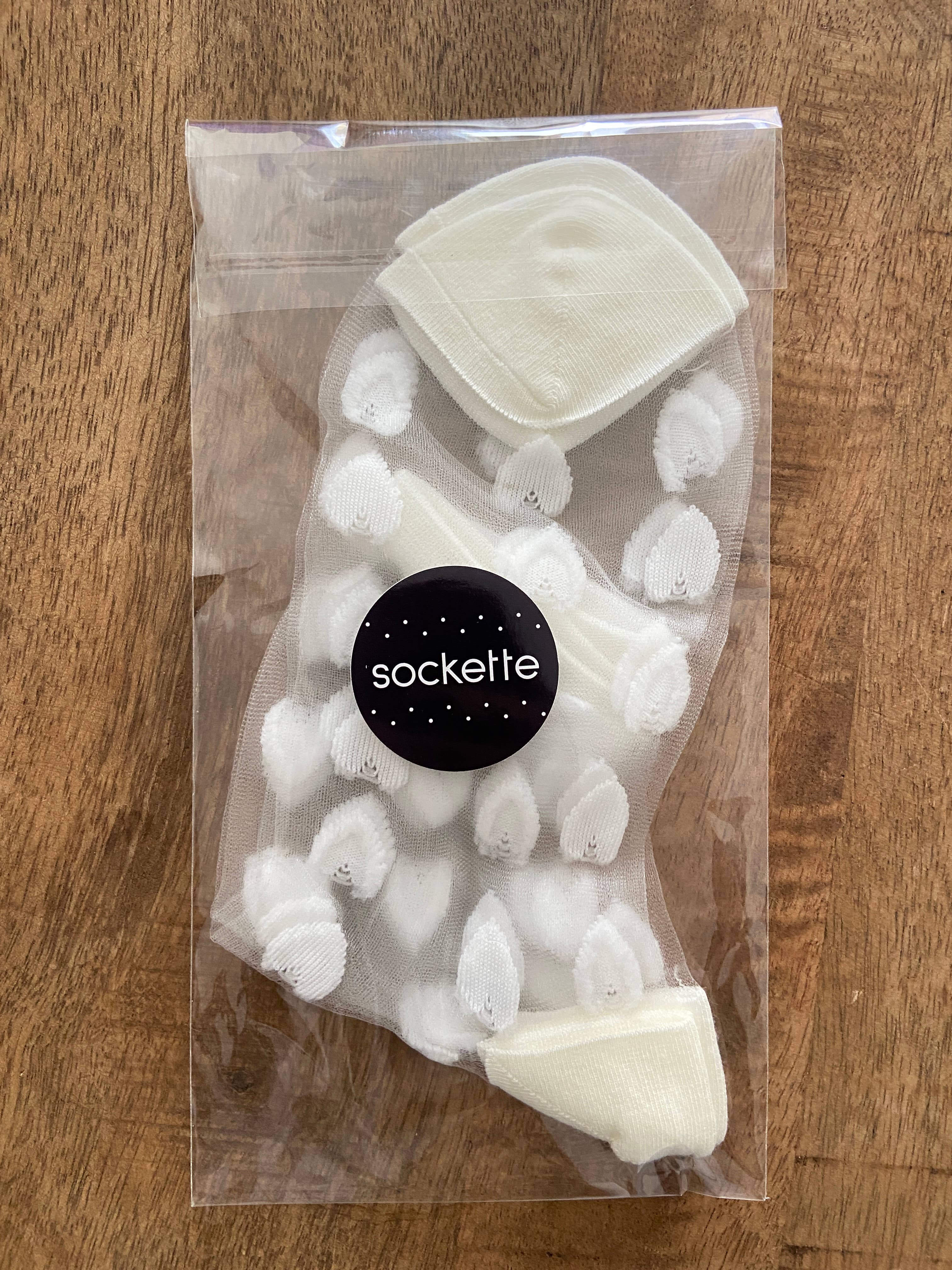 sockette - Wholesale Socks - Women's - Laure Transparent socks with white hearts3