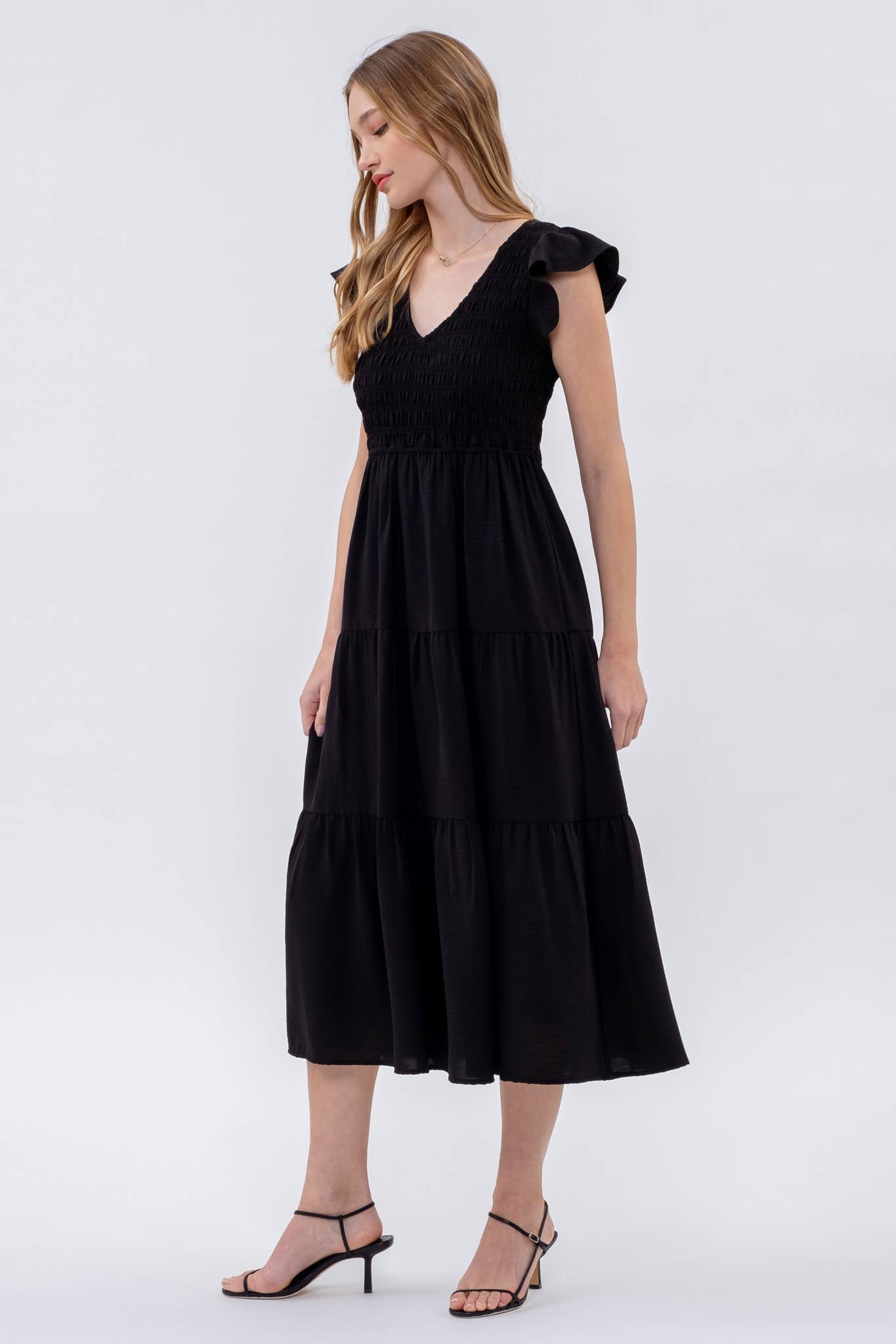 MINE - Wholesale Dress - Women's - FLUTTER SLEEVE MAXI DRESS22