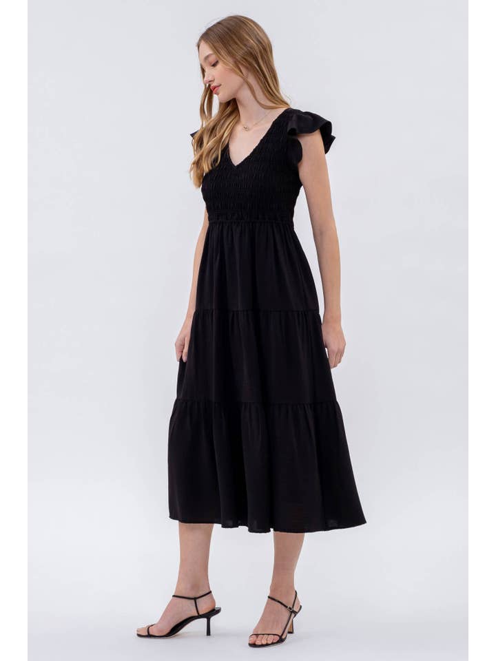 MINE - Wholesale Dress - Women's - FLUTTER SLEEVE MAXI DRESS22