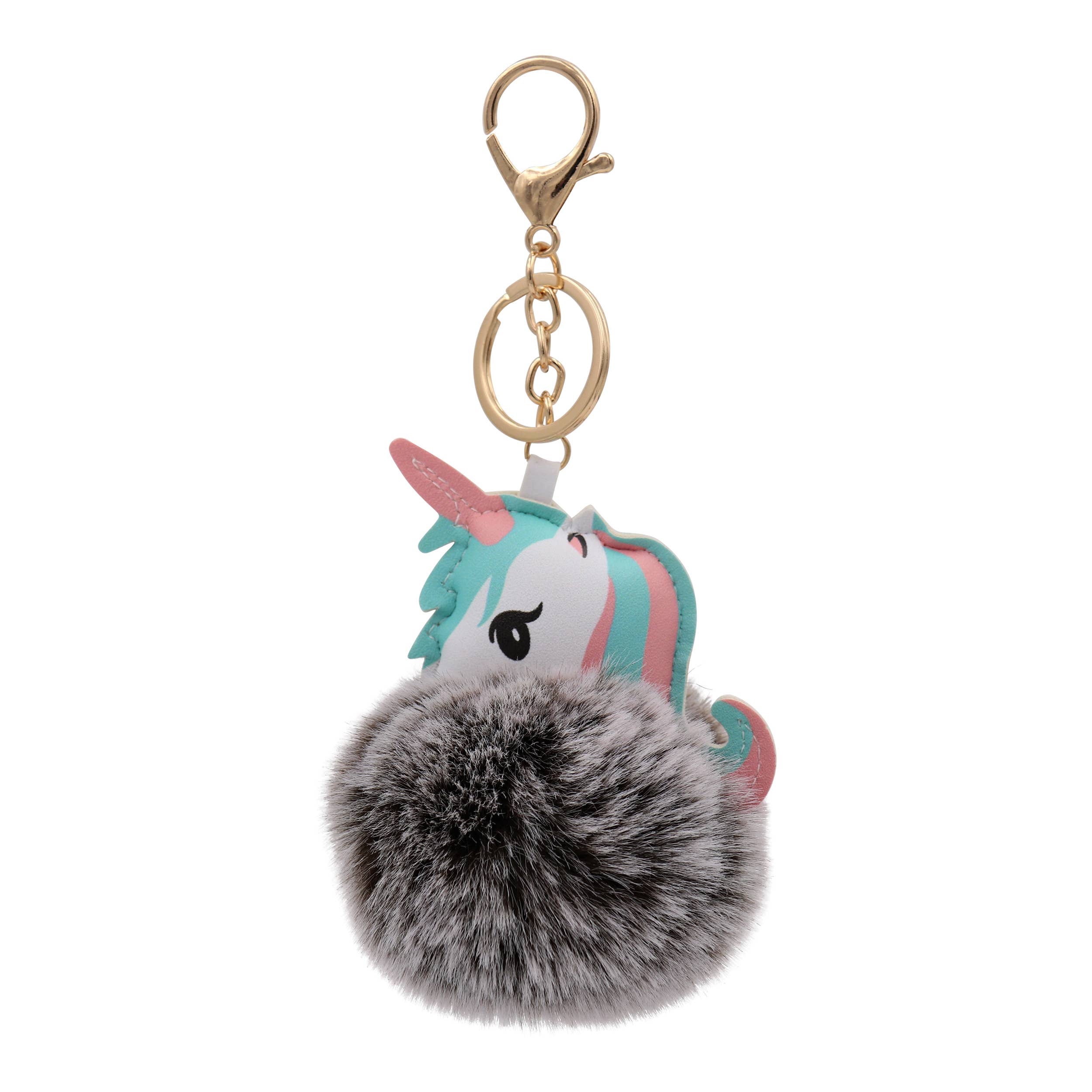 Real Sic - Wholesale Keychain - Unisex - Cute Animal Faux Fur Fluffy Fuzzy Pom Pom Keychain - Unicorn11