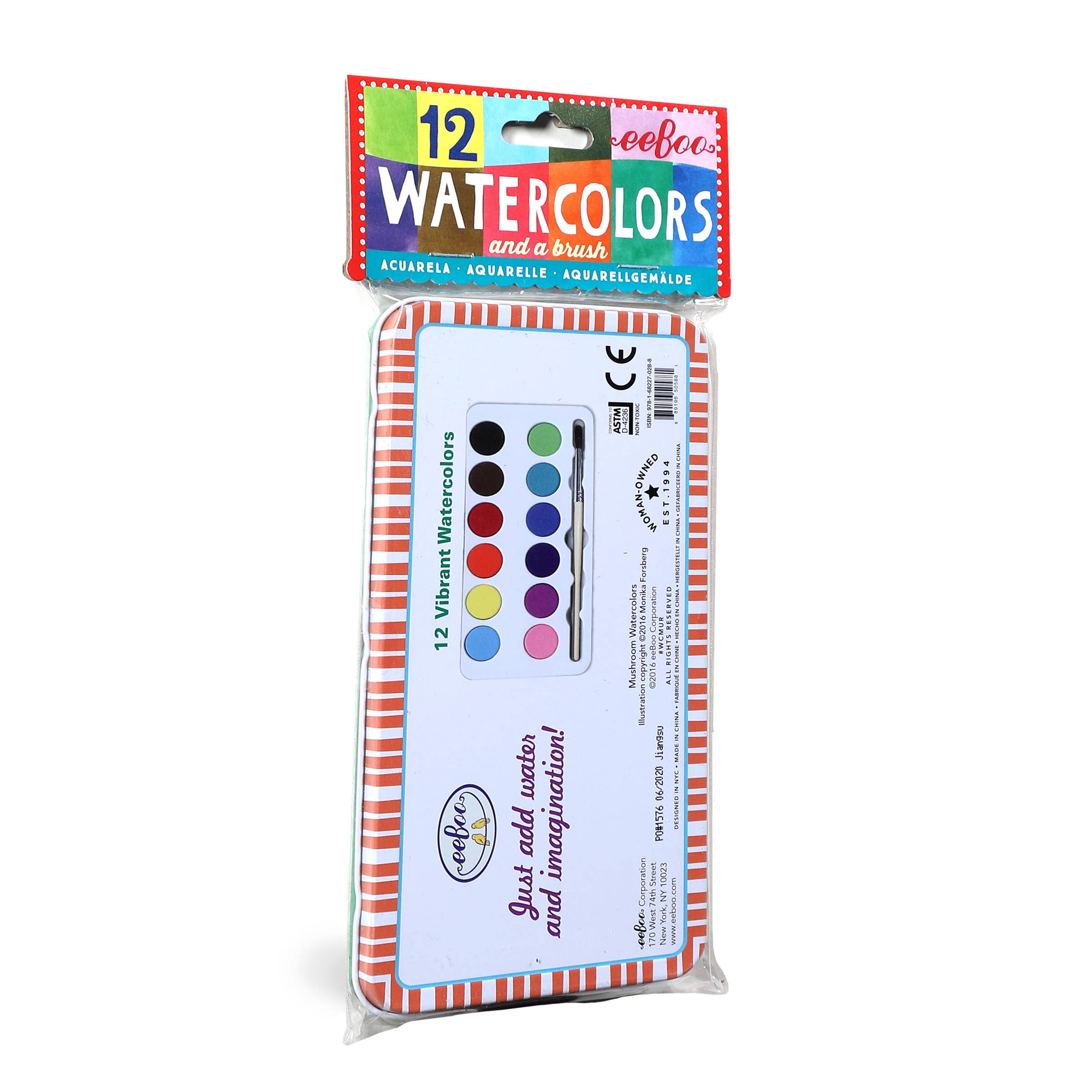 eeBoo - Wholesale Watercolor Paint - Mushrooms 12 Watercolors Paint Tin2