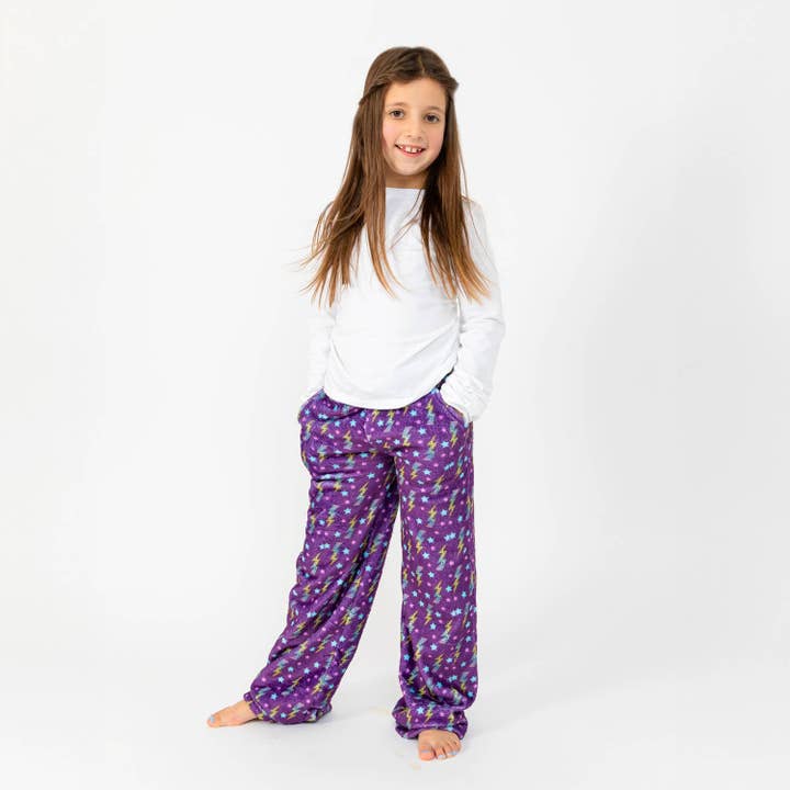 Limeapple - Wholesale Lounge Sweatpants/Joggers - Kids - Girls Plush Loungewear Pant - Purple Flash