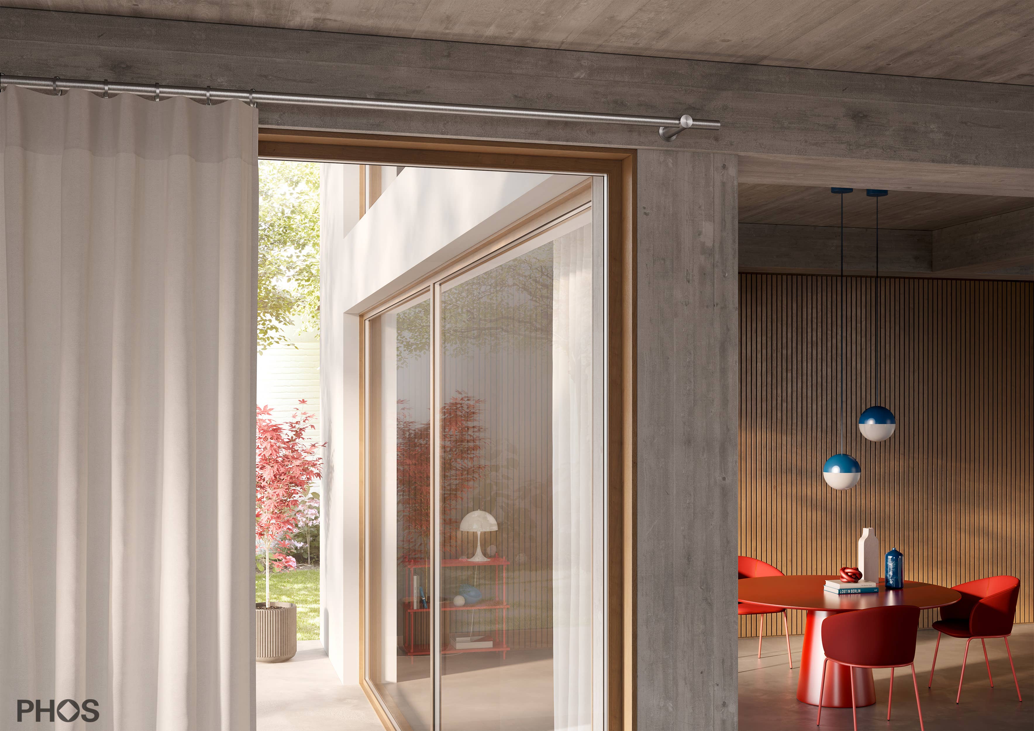 PHOS Design GmbH - Wholesale Curtain Rod - stainless steel curtain rod Ø20 mm, set with wall brackets2