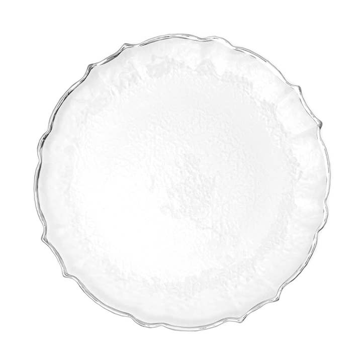 Scalloped Edge Glass Charger Plate 13" - Silver for wholesale by Portofino International Trading, USA