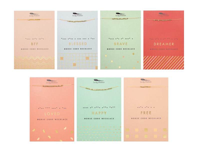 Lucky Feather - Wholesale Jewelry Set - Morse Code Necklace + Bracelet BUNDLE i- 52 pc + display2