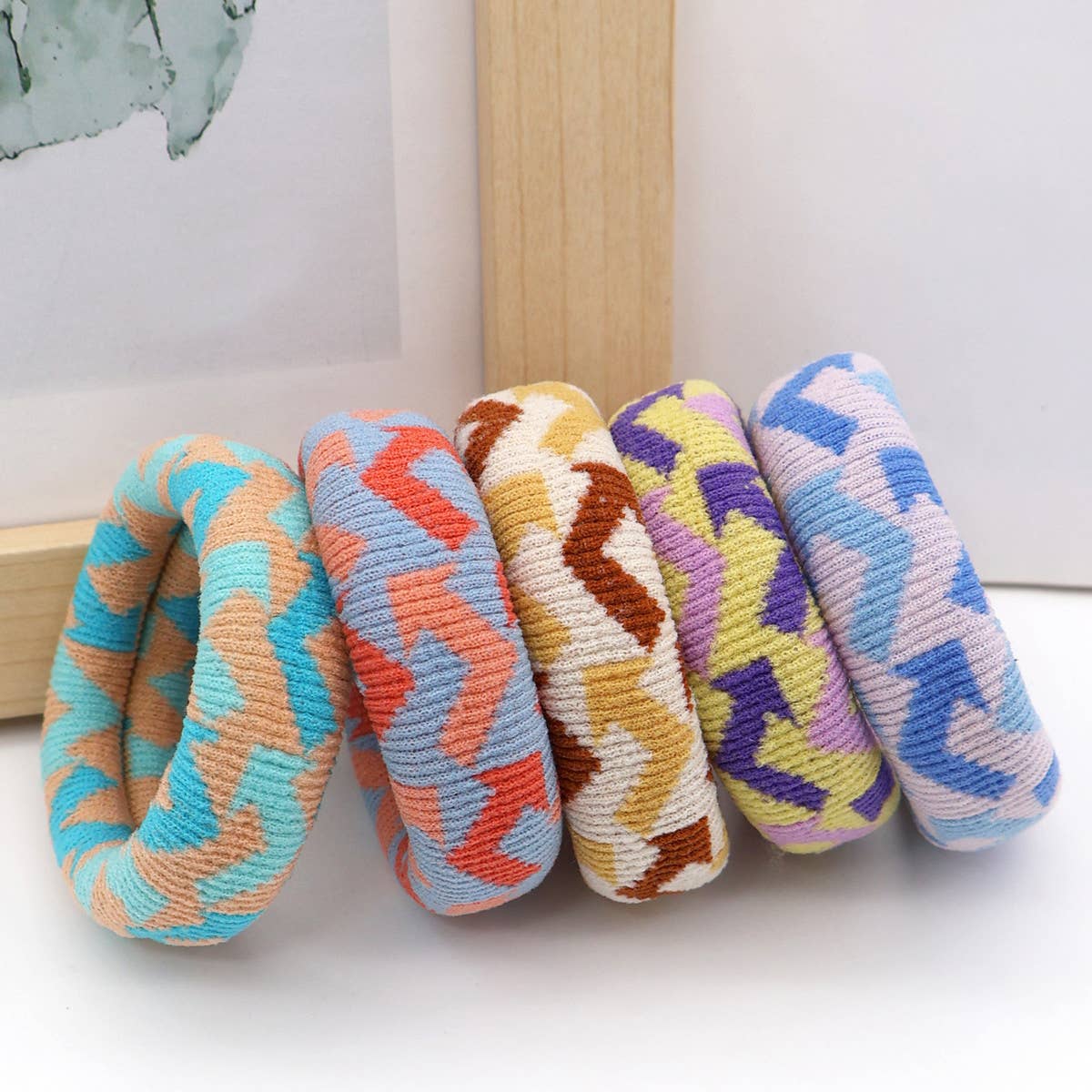 ACCITY - Wholesale Hair Tie - FASHION  WIDENED HAIR TIES(5PCS/BOX)_CWAHA050422