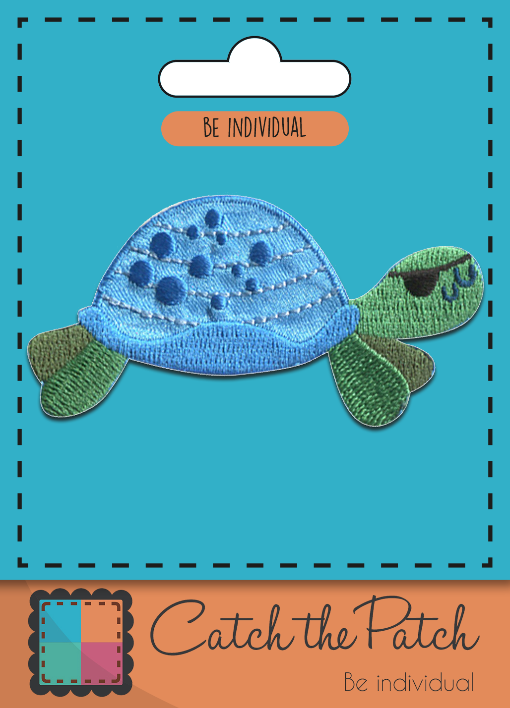 blauw Opstrijkpleister - schildpad ooglap piraten dieren voor groothandel op Faire1