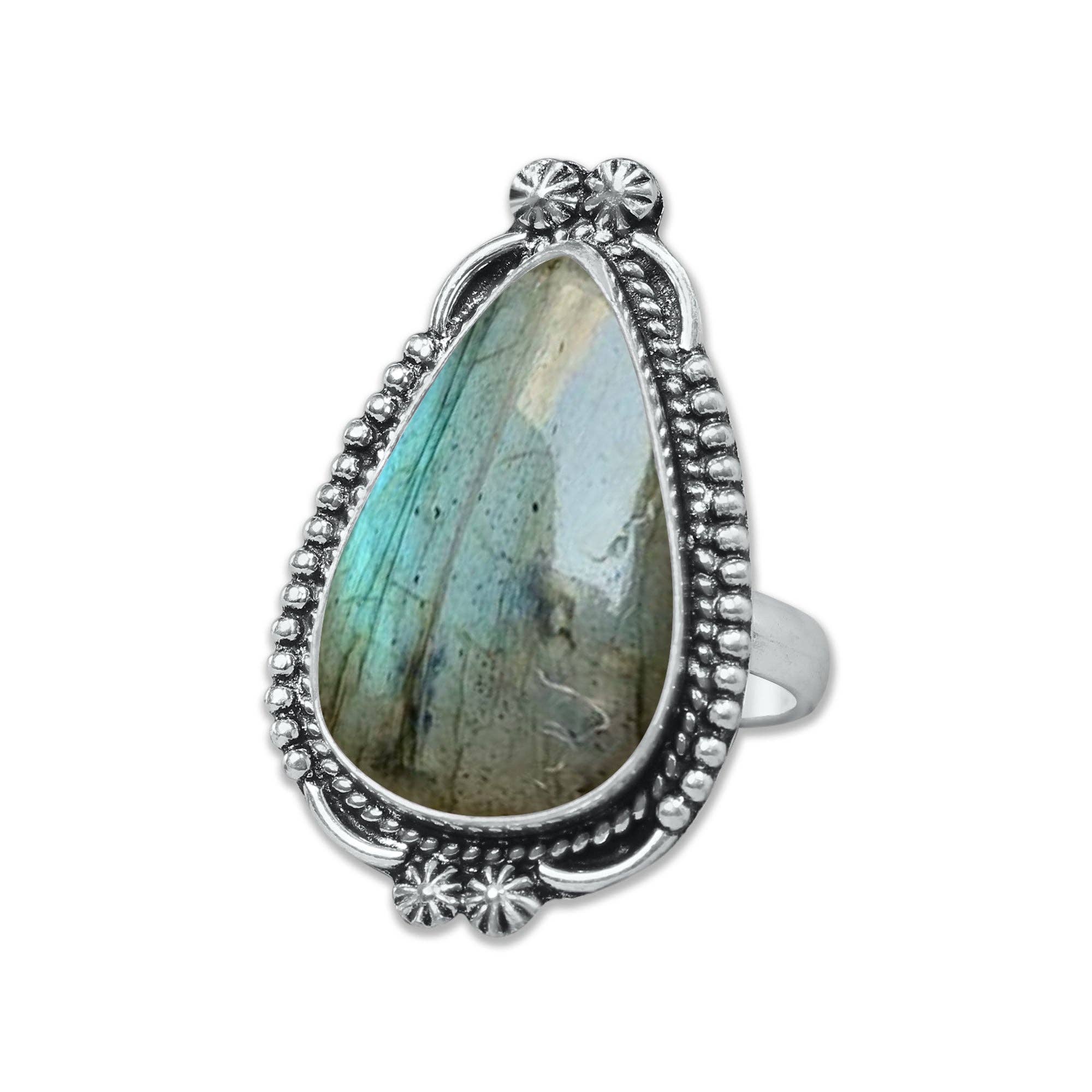 Handmade Jewels – Anel de cocktail/declaração por atacado – Anéis de Labradorite – Prateados, Feitos à Mão, Cintilantes Cinza-Azul (Tamanhos EUA 6–10, Não Ajustáveis)9