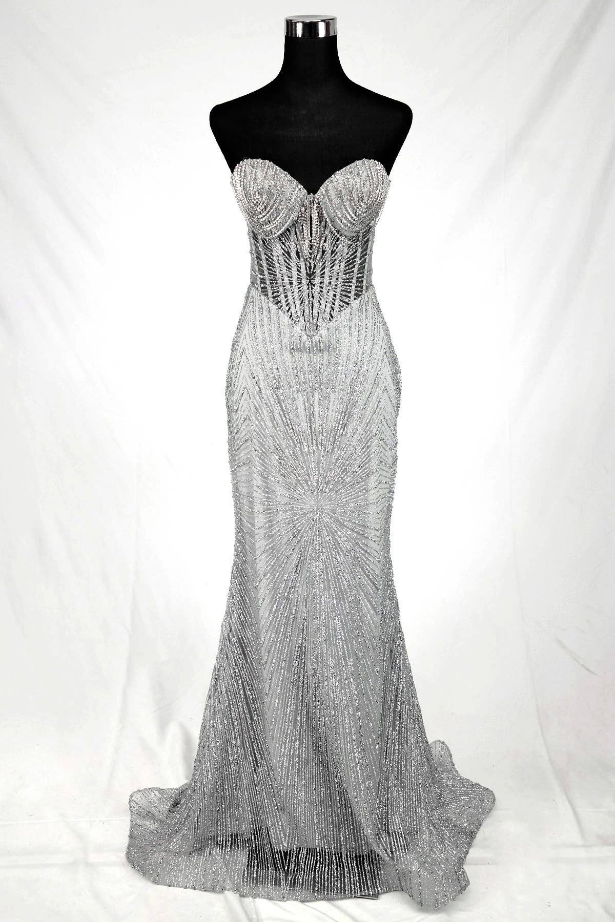 Chicas - Wholesale Gown - Women's - Long sparkling mermaid dress with hanging jewels CF00116