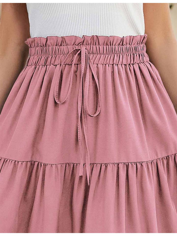 Sweetkama - Wholesale Skirt - Women's - Ladies Boho Elastic Waist Ruched Drawstring Skirt40