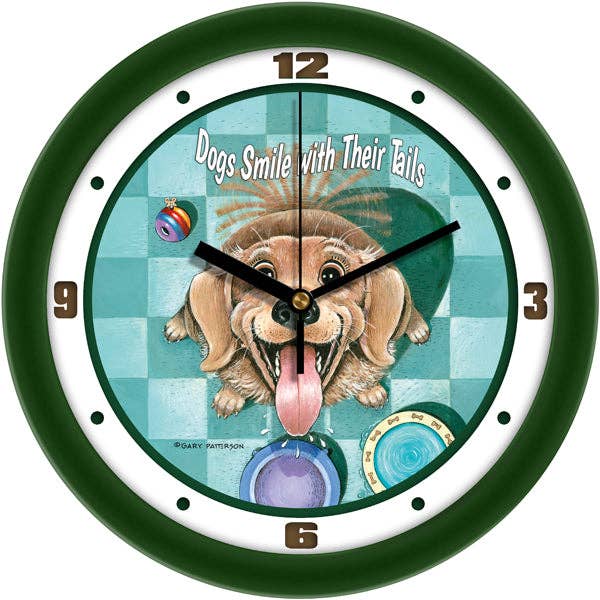 Dogs Smile with their Tails Funny Dog Wall Clock by Gary Patterson for wholesale by Sun Time
