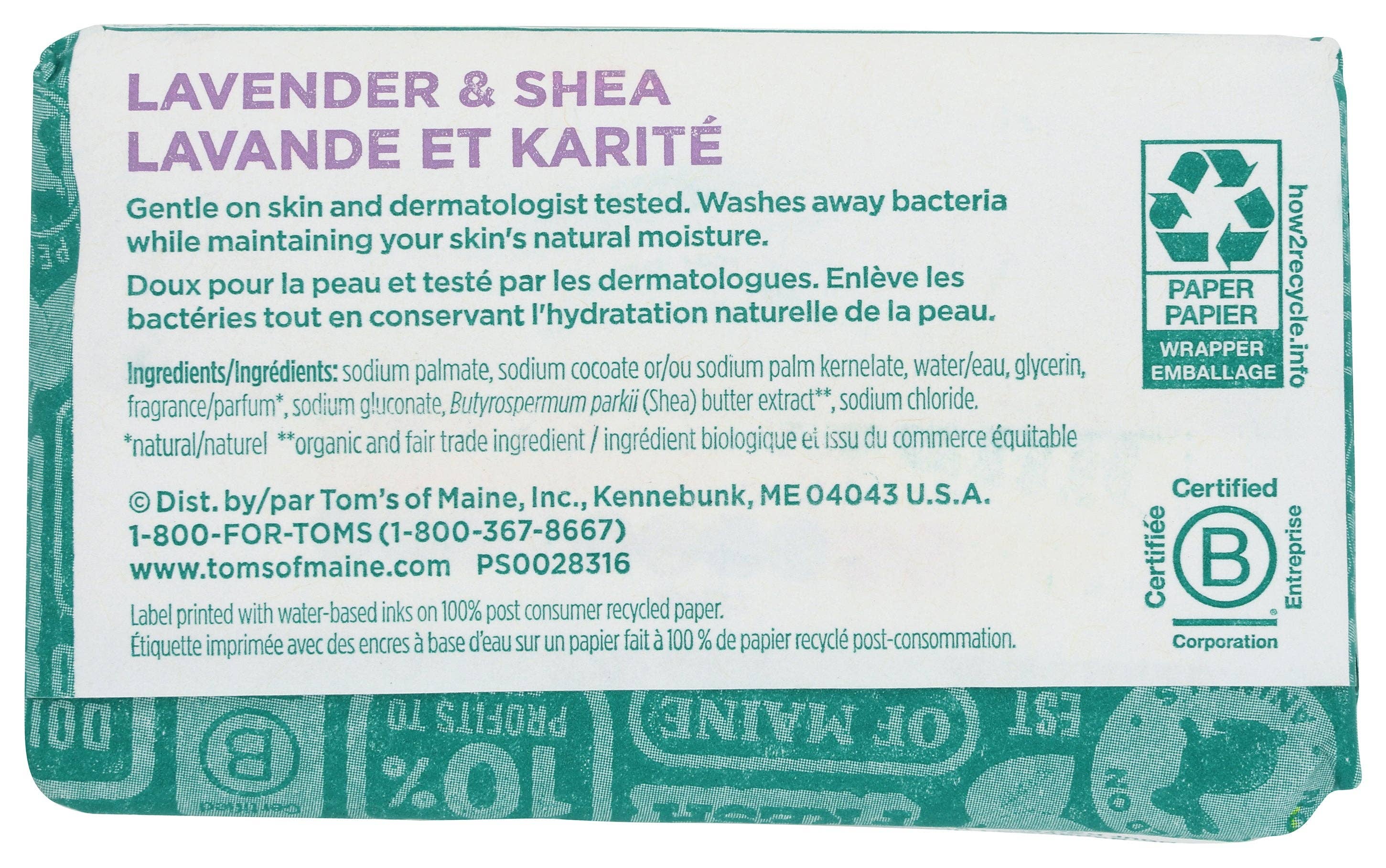 Everyday Supply Co - Wholesale Bar Soap - TOMS OF MAINE SOAP BAR LAVENDER TR TEA - Case of 31