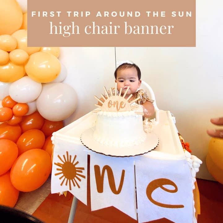 Sunshine ONE First Birthday Banner First Trip Around the Sun for wholesale by Lain & Lou