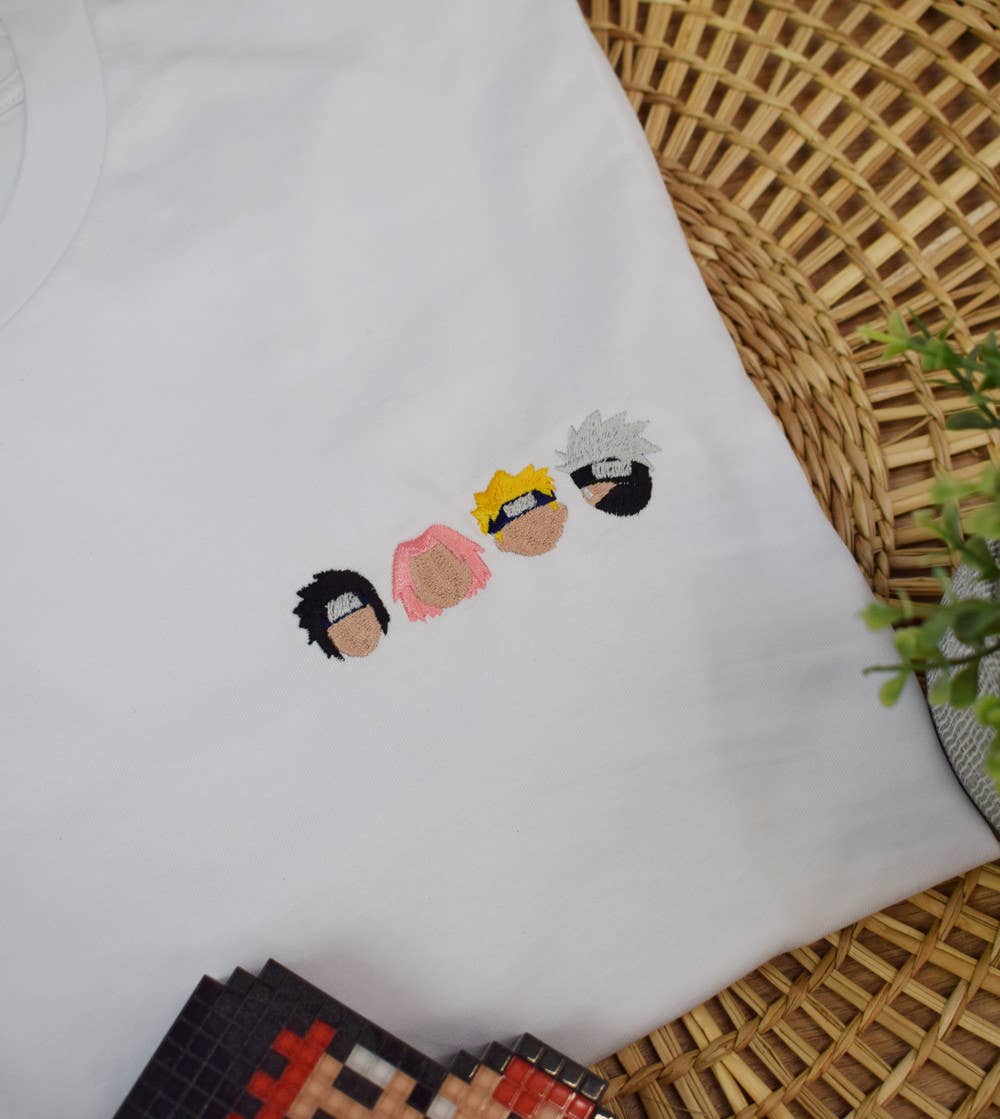 White Embroidered T-shirt - Naruto for wholesale on Faire