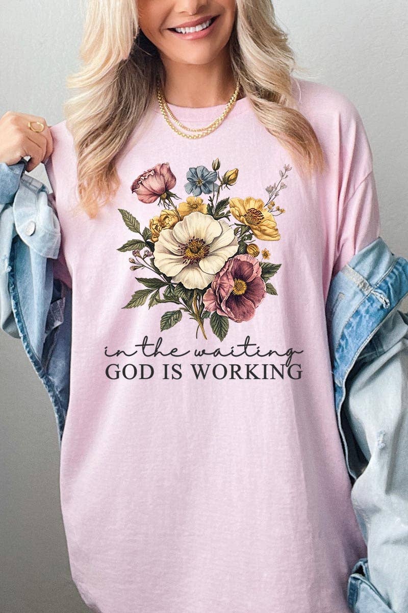 COLORBEAR - Wholesale T-Shirt (Graphic) - Unisex - God is Working Vintage Floral Heavy Cotton Tee3