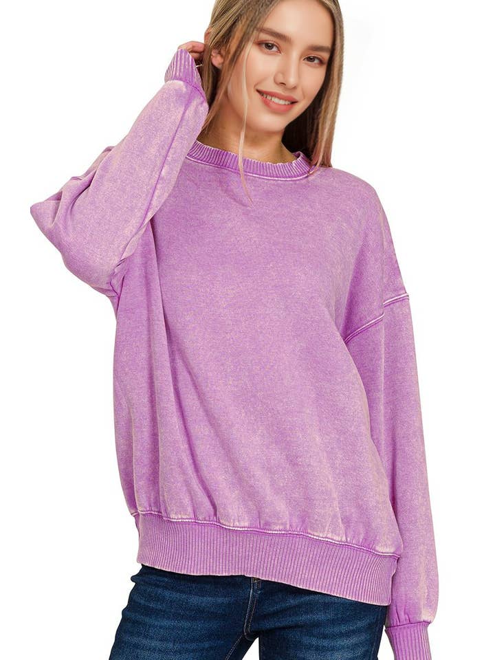 42POPS - Wholesale Sweatshirt - Women's - ',,,..Acid Wash Fleece Oversized Pullover76