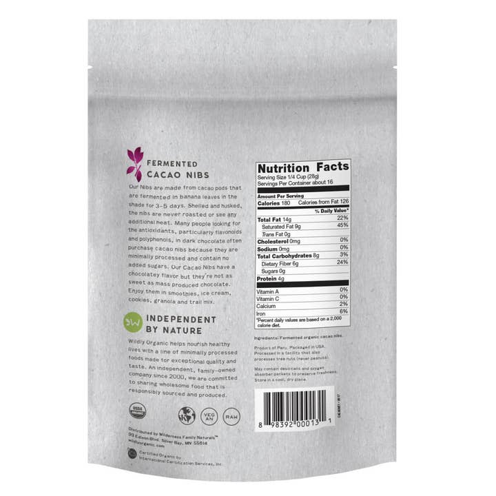 Wildly Organic - Wholesale Chocolate Bar - Fermented Organic Cacao Nibs1