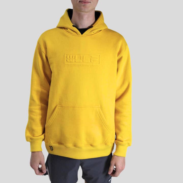 Sweat à capuche WULF à poche kangourou pour homme, jaune pour la vente par WULF