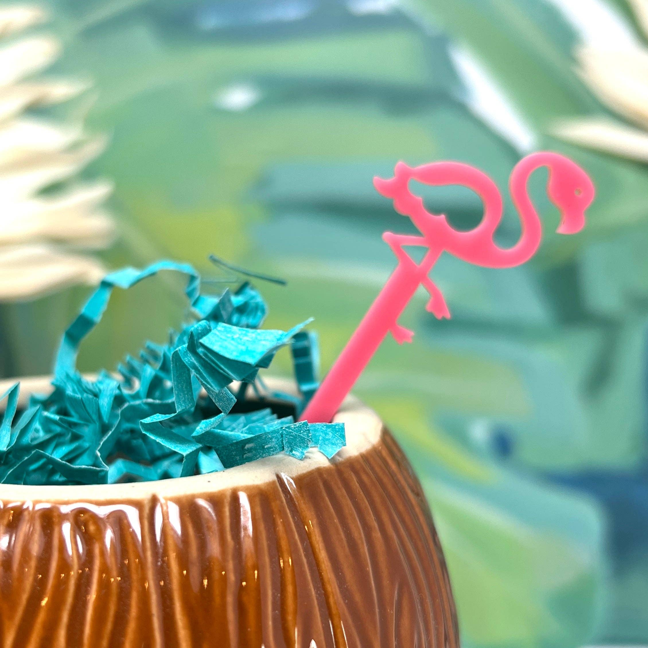 The Tiny Umbrella - Wholesale Drink Stirrer - Flamingo Stir Stick Set of 41