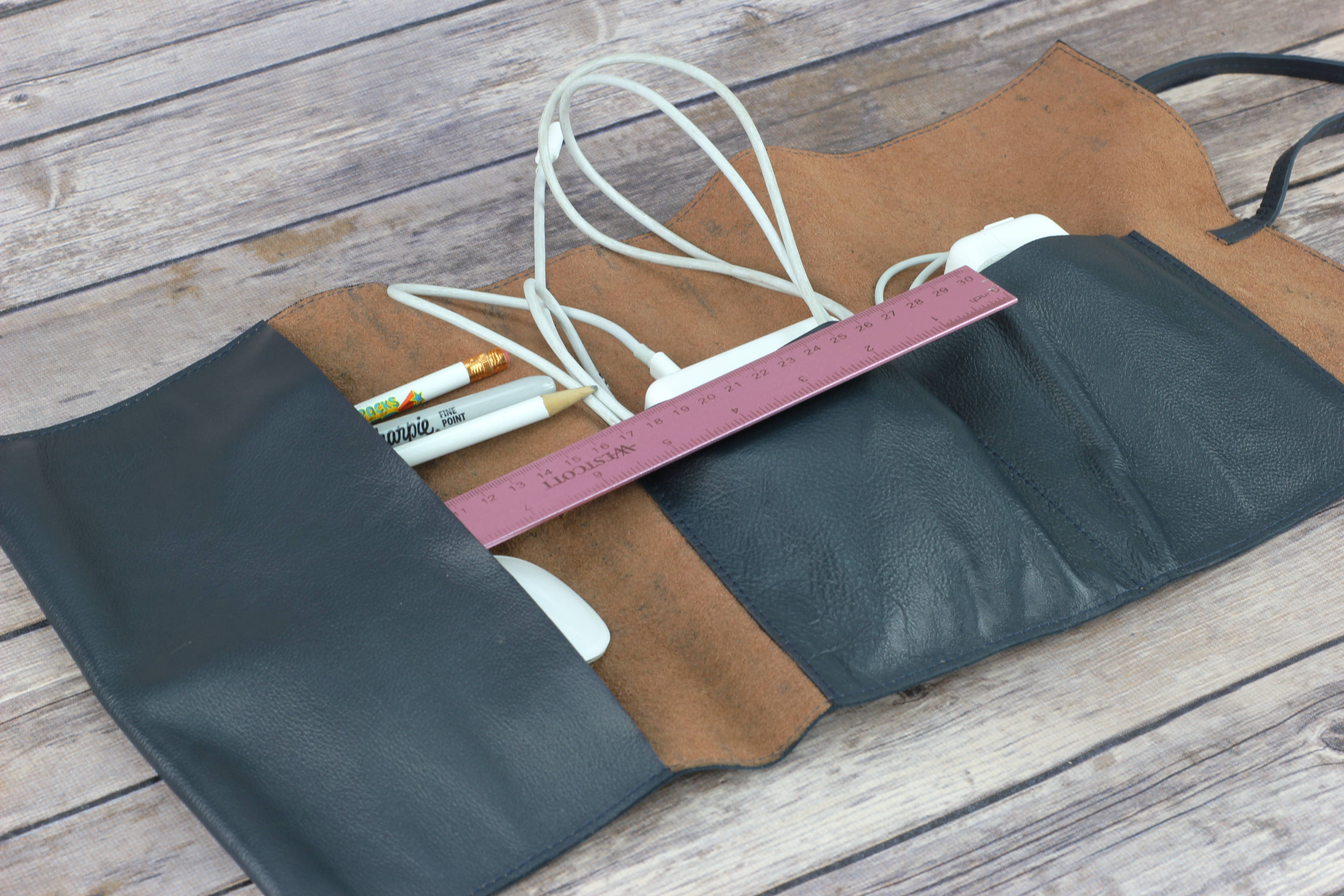 Leather Impressions Inc - Wholesale Cord Holder - Leather Roll up Cord Keeper Wrap Around Tech Case21