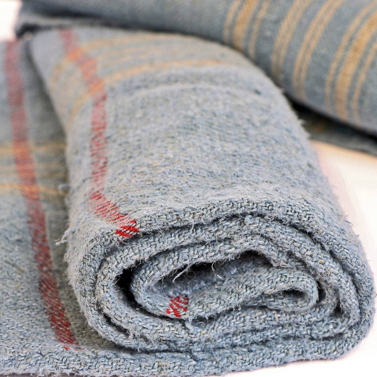 Blue Ocean Traders - Wholesale Throw Blanket - Grey/Blue Overdyed Grain Sack2