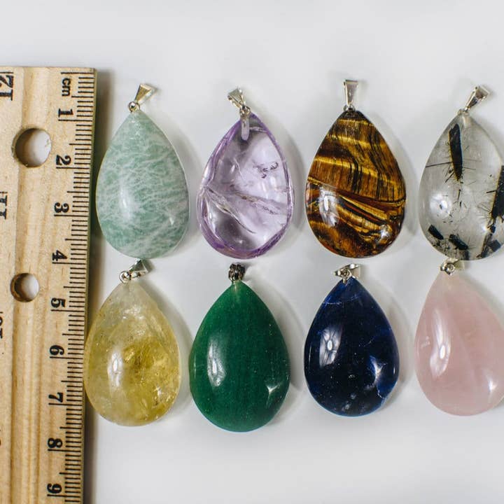 Rock Paradise - Wholesale Individual charm/pendant - Crystal Gemstone Teardrop Pendants (11BROWNSHELF)6