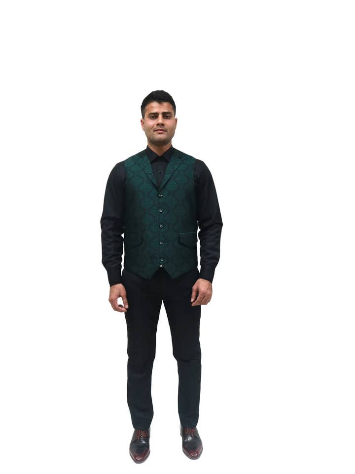 Gilet Etnico da Uomo con Motivo Floreale Nehru per Eventi per la vendita all'ingrosso da parte di Masculine MOoda