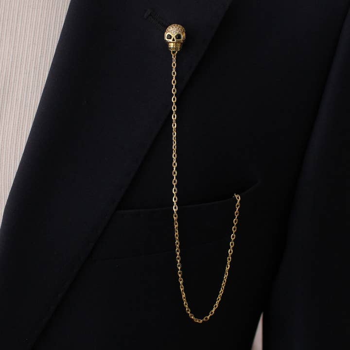 Skull Lapel Chain Handmade, Unique Design lapel chain pin for wholesale by COOLMENCLUB