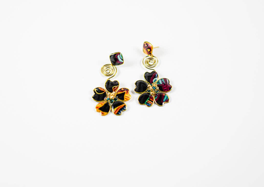 Perennial Peaces - Wholesale Dangle Earrings - Black Afrocentric Stud Spiral Dangles3