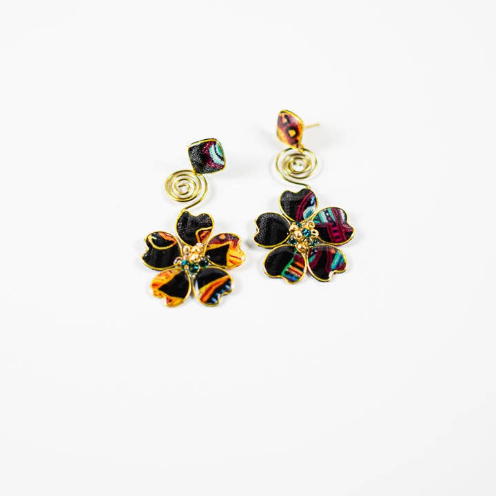 Perennial Peaces - Wholesale Dangle Earrings - Black Afrocentric Stud Spiral Dangles3