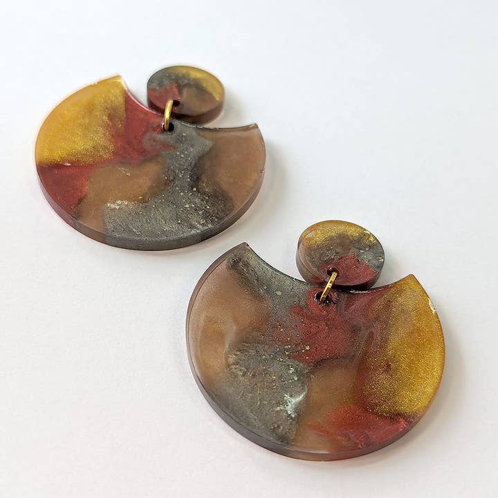 Pendientes gruesos y brillantes de oro, cobre, plata, bronce y resina para venta al por mayor de Stylish Jewelry Supply