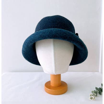 Comfortarians – wholesale Bucket hat – Women's – Women's Winter Bungee Bucket Hat Stitched Wool Flower Angora4