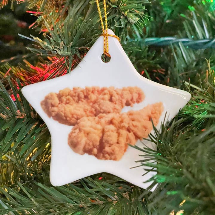Crispy Chicken Tender Star Shaped Christmas Ornament for wholesale by Dream Maker Pins