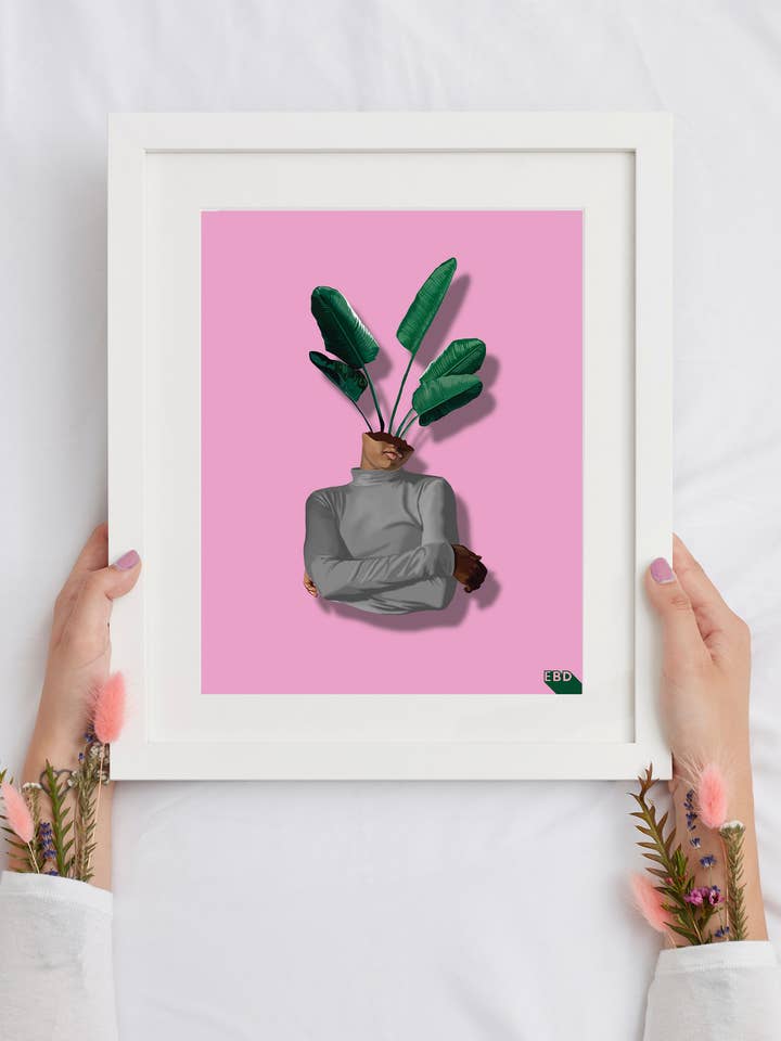 "Jungle Head" Art Print with Pink Background for wholesale by Ella Bryden Design