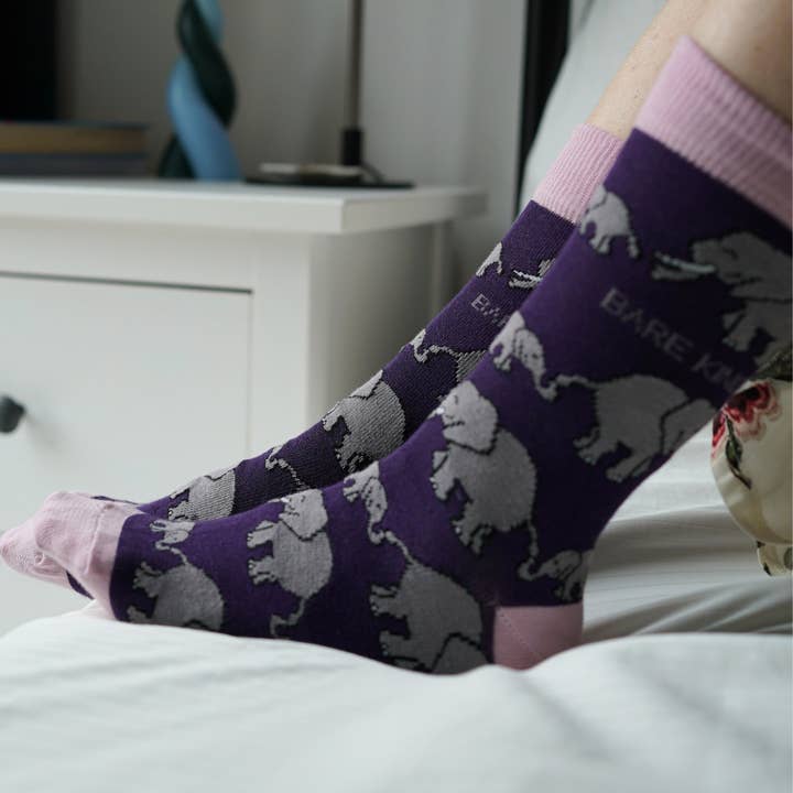 Bare Kind Socks - Wholesale Socks - Women's - Elephant Socks | Bamboo Socks | Purple Socks8