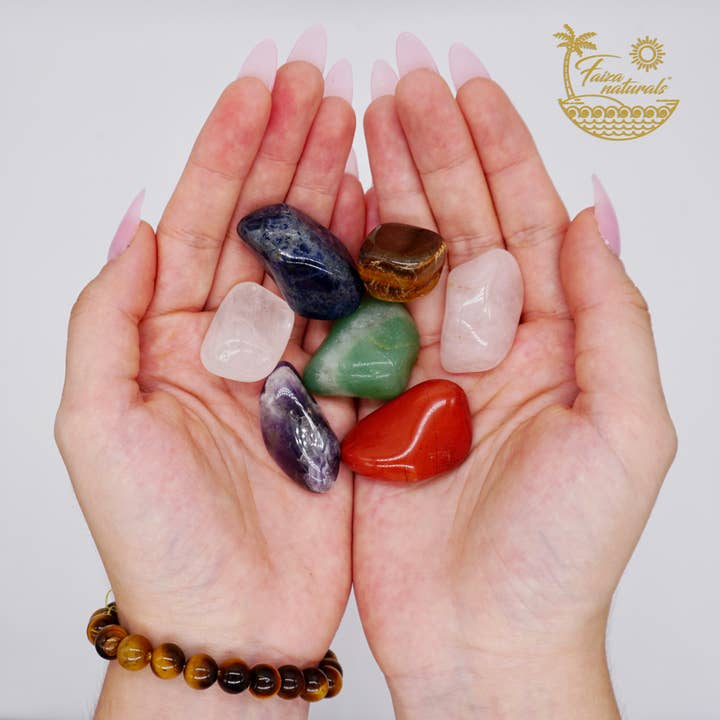 Faiza Naturals – Pedra/cristal espiritual por atacado – Conjunto de Cristais dos 7 Chakras1