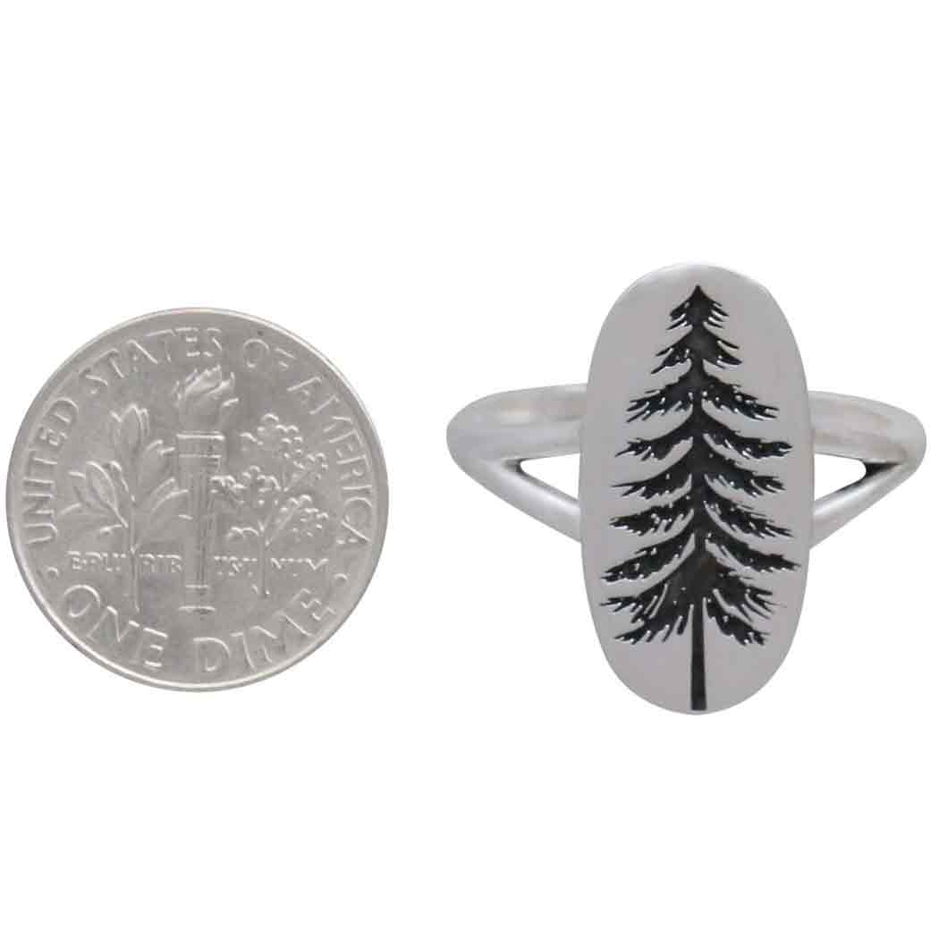 Nina Designs - Wholesale Cocktail/Statement Ring - Sterling Silver or Bronze Etched Pine Tree Ring4