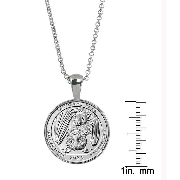 American Coin Treasures - Wholesale Pendant/Charm Necklace - Bat Quarter Coin Pendant-Samoa National Park