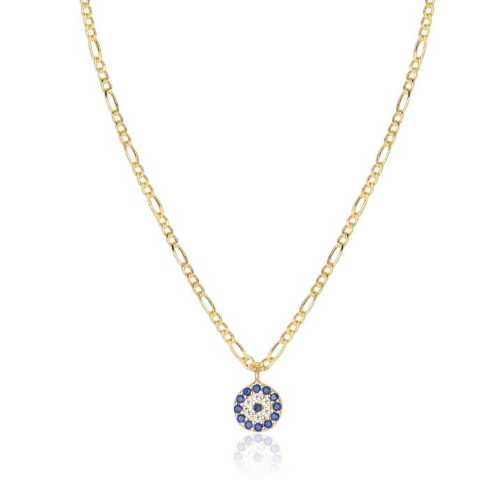 COLLIER EVIL EYE CERCLE PAVÉ en ARGENT STERLING AVN0255 pour la vente par llama's jewels